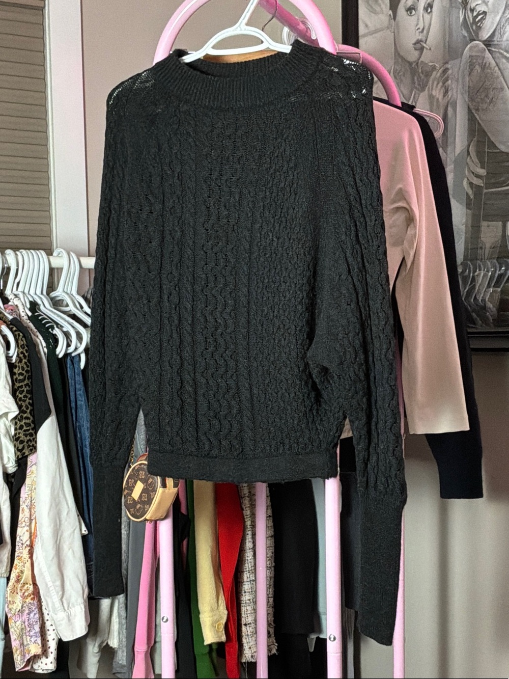ALL SAINTS - DROP SHOULDER OPEN KNIT BLACK SWEATER - Picture 2 of 4